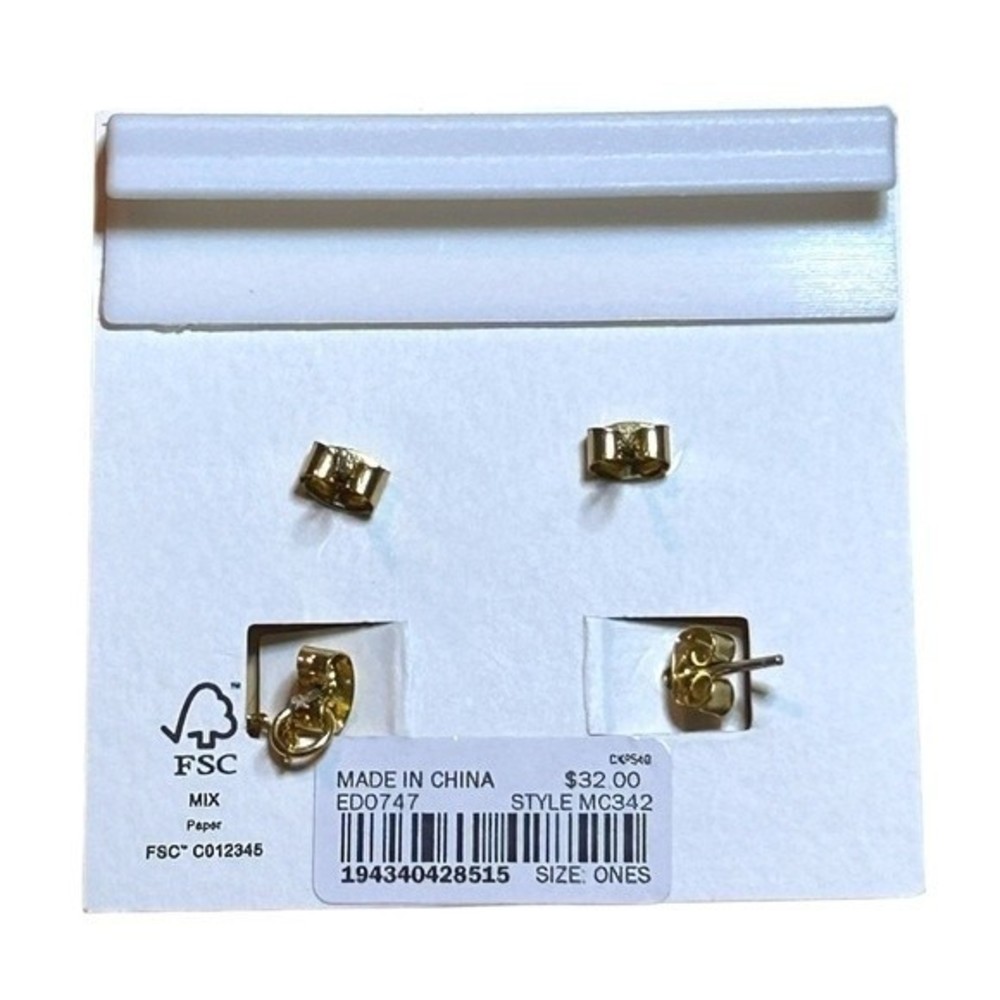 Madewell Zigzag Set of Unique 4 Gold-Plated Brass Cubic Zirconia Earrings NWT - Picture 9 of 10